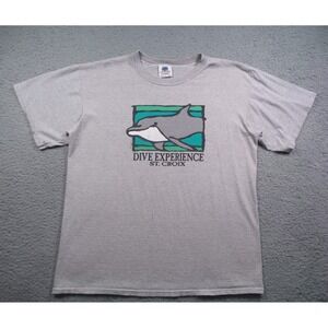 Vintage St. Croix Shirt Mens Size Large Gray Striped Crew Dive Experience USA‎